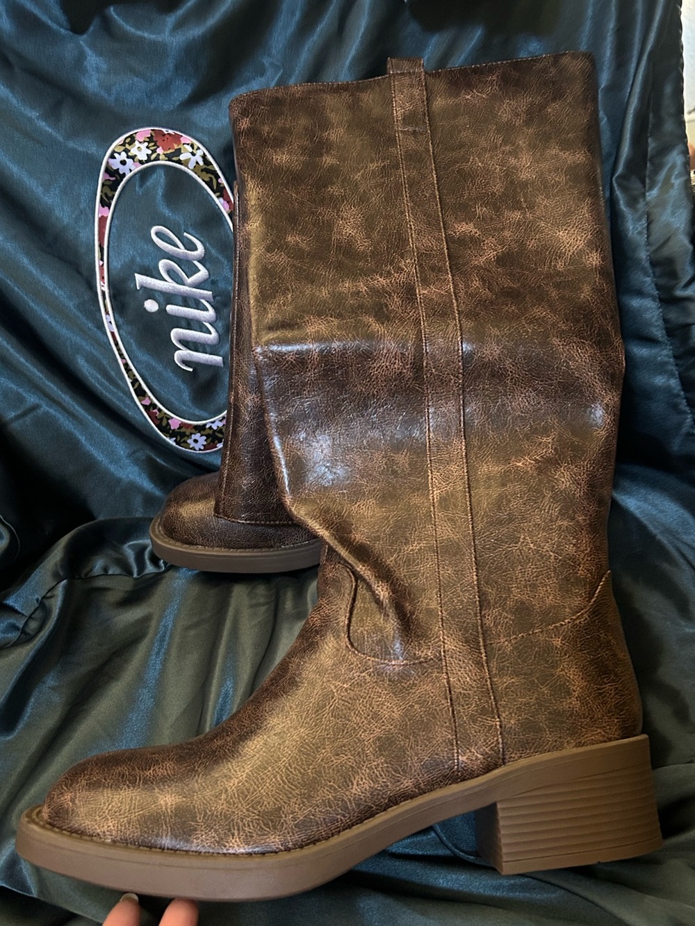 Fashion Nova Brown Mid-Calf Heeled Boots